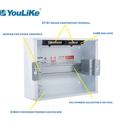 Listrik Flush Mounted 10 Way MCB Box Plastic Dengan DIN Rail yang Dapat Disesuaikan